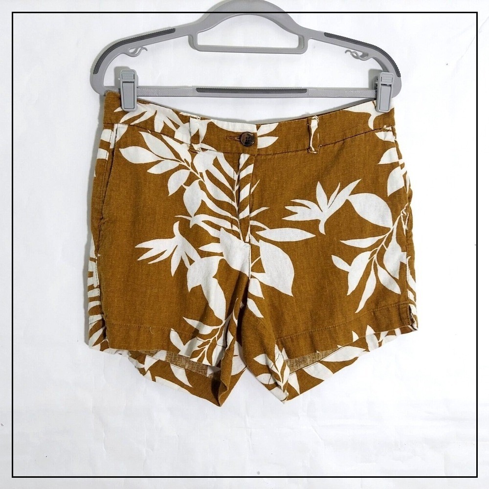 Old Navy Women‎ Shorts 6 Everyday Linen Hawaiian Tropical Beachy Coastal